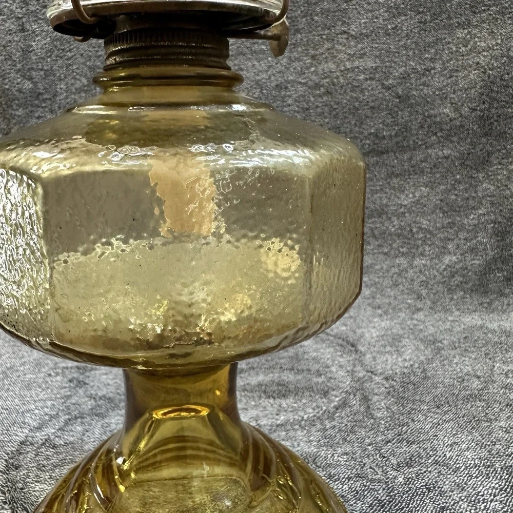 VTG Bartlett Collins Amber Glass Kerosene Oil Lamp Hurricane Chimney 18